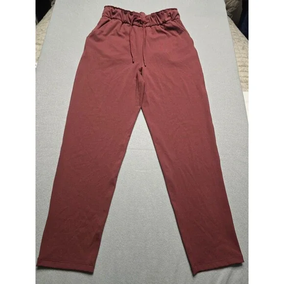 Lululemon On The Fly 7/8 Pants Size 6 Rustic Clay High Rise Drawstring Athleisur - Picture 2 of 12